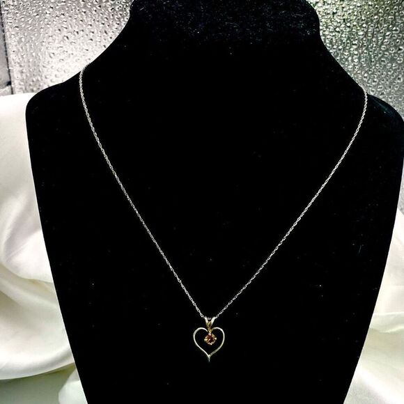 ARL Stunning Citrine & Sterling 925 Silver Heart Necklace - Picture 3 of 11